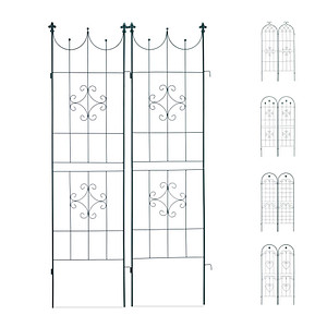 4052025931810 - Rankgitter 2er Set Metall 180 x 50 cm Rankhilfe Garten Vintage verzierte Spitze zum Stecken dunkelgrün - Relaxdays