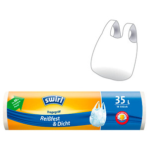 swirl® Müllbeutel Reißfest & Dicht 1928 35,0 l weiß, 15 St.