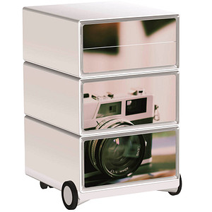 PAPERFLOW easyBox Vintage Rollcontainer weiß, bunt 4 Auszüge 39,0 x 43,6 x 64,2 cm