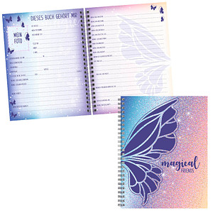 4061947116618 - Freundebuch Magic Butterfly ca DIN A5 liniert lilaroa Hardcover 80 Seiten 4061947116618 BRUNNEN