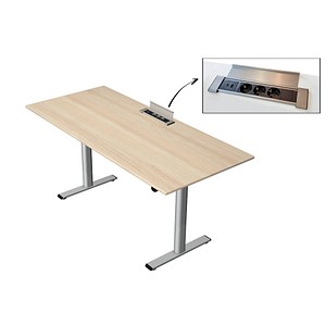 4044917451216 - Schreibtisch Move Base plus 10420750 elektrisch höhenverstellbar 73-123cm (H) 180x80cm (BxT) rechteckig ahorn   silber 4044