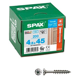 4003530184079 - Fassadenschraube 45 x 45 mm 200 Stück Teilgewinde Linsensenkkopf t-star plus T20 CUT-Spitze - 25170004504521 - Spax