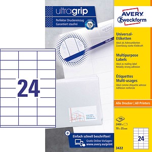 2.400 AVERY Zweckform Etiketten 3422 weiß