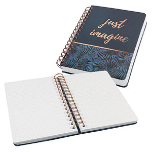 SIGEL Notizbuch mit Spirale Jolie® ca. DIN A5 punktraster, dunkelblau/kupfer Hardcover 240 Seiten