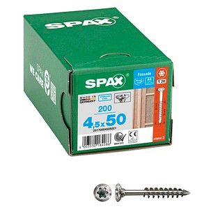 4003530184086 - Spax - Fassadenschraube 45 x 50 mm 200 Stück Teilgewinde Linsensenkkopf t-star plus T20 CUT-Spitze - 25170004505021