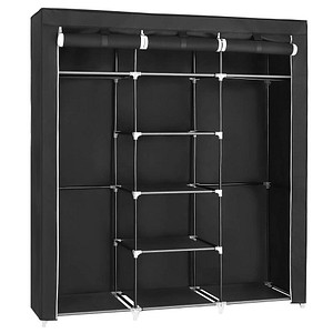 6955880348787 - Songmics - Kleiderschrank Faltschrank Stoffschrank faltbare Garderobe mit 2 Kleiderstange 175 x 150 x 45 cm schwarz RYG12B - Schwarz