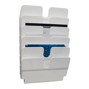 Wandprospekthalter Flexiplus weiß DIN A4 6 Fächer