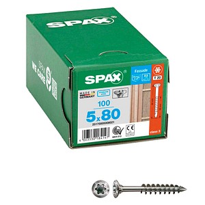 4003530184147 - Fassadenschraube 5 x 80 mm 100 Stück Teilgewinde Linsensenkkopf t-star plus T20 CUT-Spitze - 25170005008021 - Spax