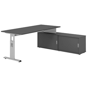 4032062332221 - OSE19SB höhenverstellbarer Schreibtisch grafit rechteckig T-Fuß-Gestell silber 1800 x 800 cm 4032062332221 - OSE19SB höhenverstellbarer Schreibtisch grafit rechteckig T-Fuß-Gestell silber 1800 x 800 cm