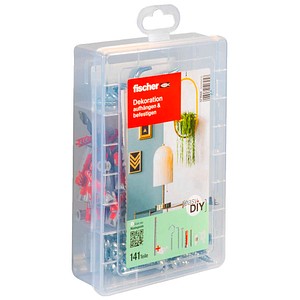 fischer easyDIY Box Dekoration 571944 Dübel- und Schrauben-Sortiment, 131-teilig