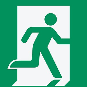 Hinweisaufkleber - Notausgang rechts Hinweisaufkleber - Notausgang rechts