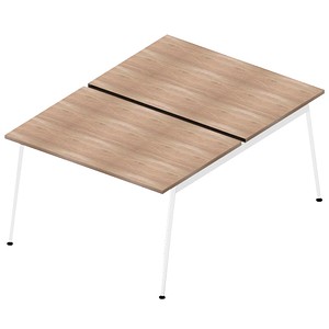 Quadrifoglio Doppelschreibtisch ulme rechteckig, 4-Fuß-Gestell weiß 120,0 x 164,0 cm