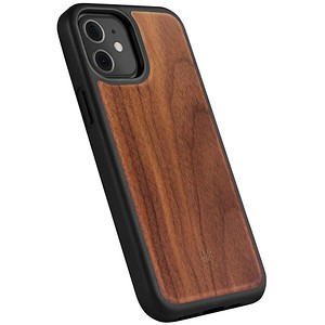 Bumper Wood Case Handy-Cover für Apple iPhone 12 mini braun, schwarz