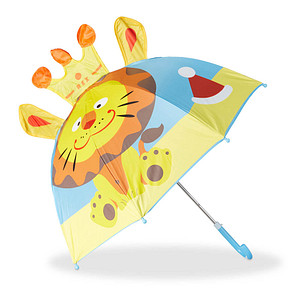 relaxdays Kinder-Regenschirm Löwe blau