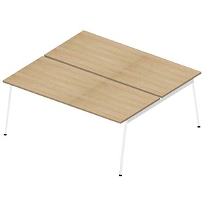 Quadrifoglio Doppelschreibtisch eiche rechteckig, 4-Fuß-Gestell weiß 180,0 x 164,0 cm