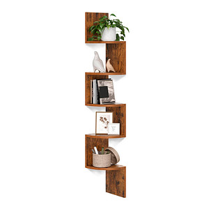 6955880316663 - Songmics - vasagle Eckregal mit 5 Ebenen für die Wand Holzregal für Küche Schlafzimmer Wohnzimmer Lernzimmer Büro Vintage Dunkelbraun von