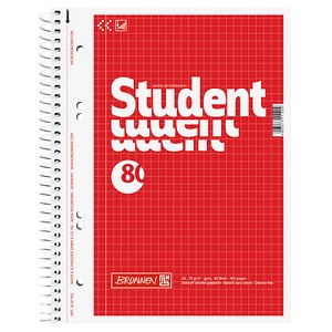 Brunnen Collegeblock 10-67952 Student, Lineatur 22 / kariert mit Rand innen, A5, 70g, rot, 80 Blatt 4003273111202 Brunnen