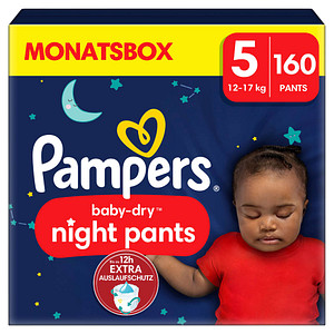 Pampers® Windeln baby-dry™ night pants Größe Gr.5 (12-17 kg) für Babys und Kleinkinder (4-18 Monate), 160 St.