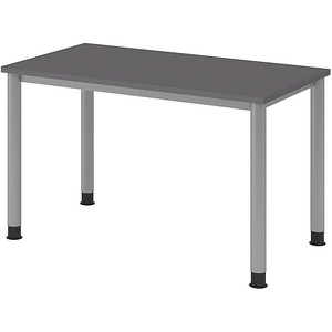 4032062322000 - HAMMERBACHER HS612 Schreibtisch grafit rechteckig 4-Fuß-Gestell silber 1200 x 672 cm