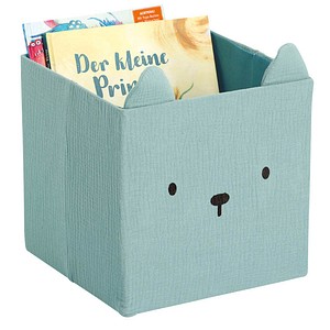 4003368144900 - Aufbewahrungsbox ZELLER PRESENT Bär Musselin mint B28cm H28cm T28cm Baumwolle Polyester Aufbewahrungsboxen Tiermotiv kinderfreundlich faltbar