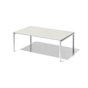 BISLEY Konferenztisch Cito grauweiß, verkehrsweiß rechteckig, 4-Fuß-Gestell weiß, 200,0 x 120,0 x 65,0 – 85,0 cm