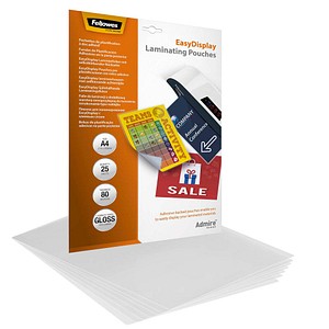 0043859730834 - 25 Admire EasyDisplay Laminierfolien glänzend für A4 80 micron selbstklebender Rücken