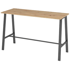 HAMMERBACHER Stehtisch Meeting Point VMPA17 asteiche rechteckig, 4-Fuß-Gestell grau, 175,0 x 68,0 x 104,2 cm