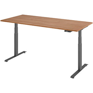 4032062320464 - Base Lite elektrisch höhenverstellbarer Schreibtisch nussbaum rechteckig T-Fuß-Gestell grau 1800 x 800 cm