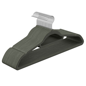 6955880339389 - Samt-Kleiderbügel Set mit 20 Kleiderbügeln rutschfest mit Verbindungsstange und 360° drehbarem Haken platzsparend 06 cm dick 435 cm Länge