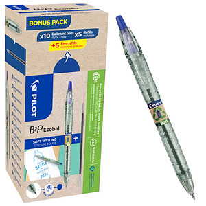 3131910451631 - AKTION PILOT Kugelschreiber B2P „Bottle 2 Pen“ ECOBALL XB transparent blau Schreibfarbe blau 10 St + GRATIS 5 Kugelschreiberminen 3131910451631 - AKTION PILOT Kugelschreiber B2P „Bottle 2 Pen“ ECOBALL XB transparent blau Schreibfarbe blau 10 St + GRATIS 5 Kugelschreiberminen