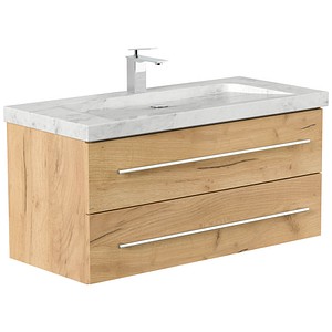 4251982676844 - POSSEIK Waschbecken mit Unterschrank WHITE YAMO 100 eiche gold 1000 x 450 x 500 cm