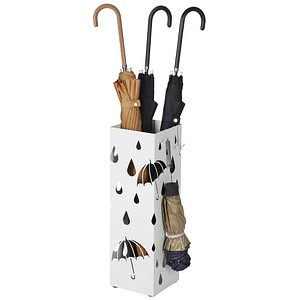 6955880315390 - Songmics - Regenschirmständer aus Metall quadratischer Schirmständer Wasserauffangschale herausnehmbar mit Haken 155 x 155 x 49 cm weiß LUC49W