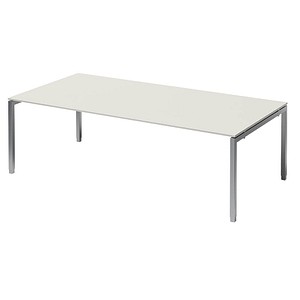 BISLEY Konferenztisch Cito grauweiß, silber rechteckig, 4-Fuß-Gestell silber, 240,0 x 120,0 x 65,0 – 85,0 cm