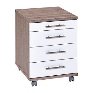 4260637312358 - Amatis Rollcontainer trüffeleiche weiß-glanz 4 Auszüge 420 x 500 x 570 cm