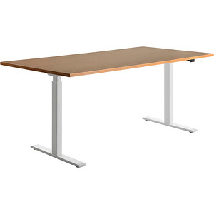 4014296860794 - Sitz-Steh-Schreibtisch E-Table TTS18080WB elektrisch höhenverstellbar 70-120cm (H) 180cmx80cm (BxT) rechteckig buche   Weiß 