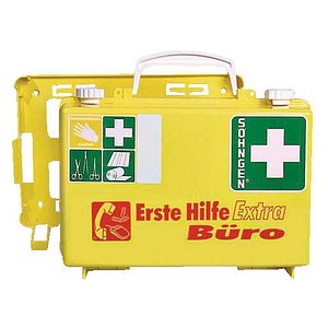 Soehngen Erste Hilfe-Koffer EXTRA BÜRO - Leuchtgelb mit Reflektionsstreifen - ABS-Kunststoff Behälter mit Wandhalterung - DIN 13157 Füllung - Bild 6
