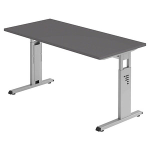 4032062323250 - OS614 Schreibtisch grafit rechteckig C-Fuß-Gestell silber 1400 x 672 cm 4032062323250 - OS614 Schreibtisch grafit rechteckig C-Fuß-Gestell silber 1400 x 672 cm