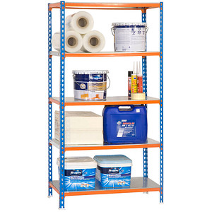 8435104912737 - Simonrack Schwerlastregal KIT SIMONCLICK PLUS 5 500 + Gratis Deutschland-Schal 457100024201055 orange blau verzinkt 1000 x 500 x 2000 cm