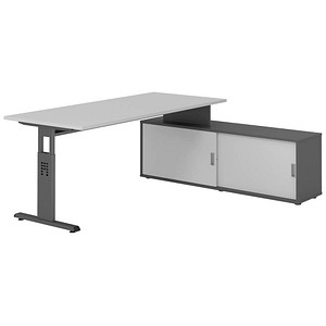 4032062331804 - OSE19SB höhenverstellbarer Schreibtisch lichtgrau rechteckig T-Fuß-Gestell grau 1800 x 800 cm