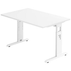 HAMMERBACHER OS 12 Gradeo höhenverstellbarer Schreibtisch weiß rechteckig, C-Fuß-Gestell weiß 120,0 x 80,0 cm