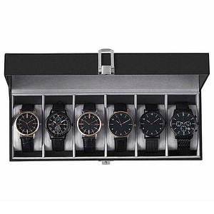 SONGMICS Uhrenbox schwarz, grau 25,5 x 20,2 x 7,8 cm, 1 St.