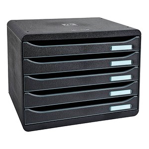Schubladenbox Big-Box Plus quer Classic schwarz DIN A4 quer mit 5 Schubladen