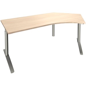 4260267323465 - fm fastline Schreibtisch akazie Bogenform C-Fuß-Gestell silber 2200 x 800 cm 4260267323465 - fm fastline Schreibtisch akazie Bogenform C-Fuß-Gestell silber 2200 x 800 cm