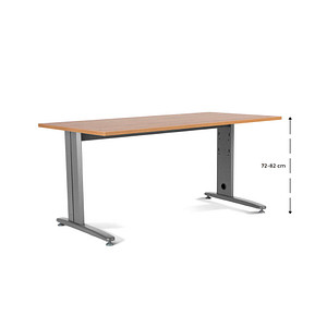 8427951203809 - Schreibtisch Metal 2003ACR08 manuell höhenverstellbar 72-82cm (H) 180x80cm (BxT) rechteckig eiche   grau 8427951203809 Roca