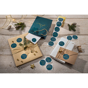 4004360794841 - SIGEL Aufkleber Christmas Tree petrol Weihnachtsbäume petrol 470 x 470 mm 200 Etiketten