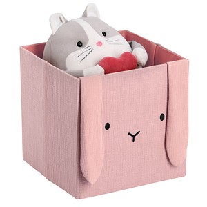 4003368144931 - Aufbewahrungsbox ZELLER PRESENT Hase Musselin altrosa B28cm H28cm T28cm Baumwolle Polyester Aufbewahrungsboxen Tiermotiv kinderfreundlich faltbar