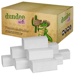 dundee Papierhandtücher 4012200 Zick-Zack-Falzung 2-lagig 3.200 Tücher
