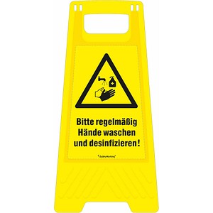 SafetyMarking® Warnaufsteller - Bitte regelmäßig Hände waschen und desinfizieren!