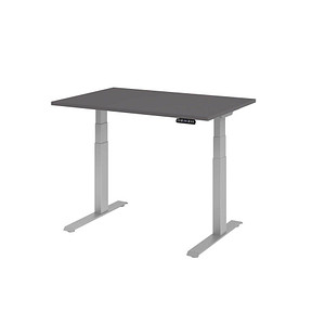 HAMMERBACHER XDKB12 elektrisch höhenverstellbarer Schreibtisch grafit rechteckig, C-Fuß-Gestell silber 120,0 x 80,0 cm