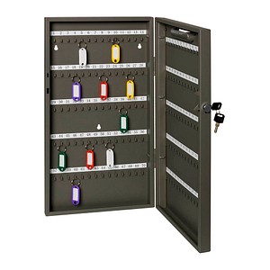 ALCO Schlüsselkasten grau mit 140 Haken, Zylinderschloss, 27,0 x 5,2 x 51,5 cm, 1 St.